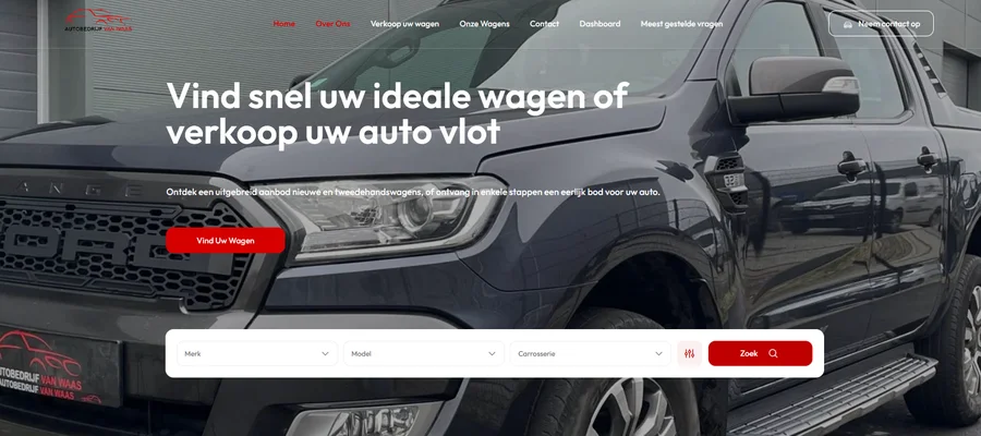 Website van Autobedrijf Van Waas, gebouwd door Digital Orbit